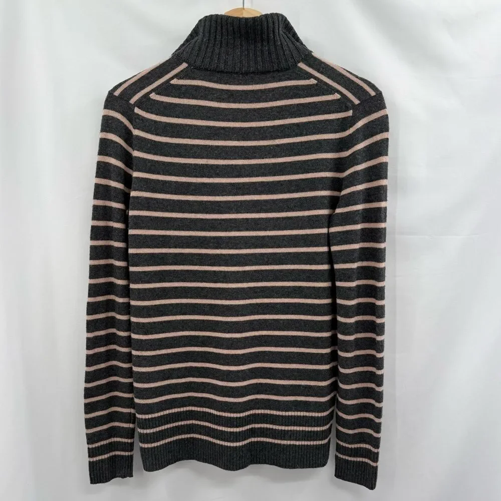 Tory Burch Giselle Cashmere Blend Quarter Button Collared Striped Sweater | XS